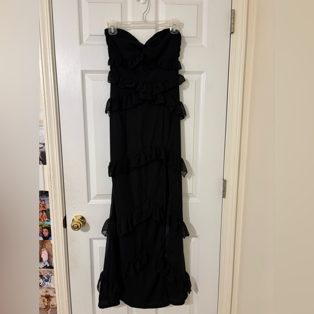 Black Ruffle Formal Dress - Picture 2 of 4